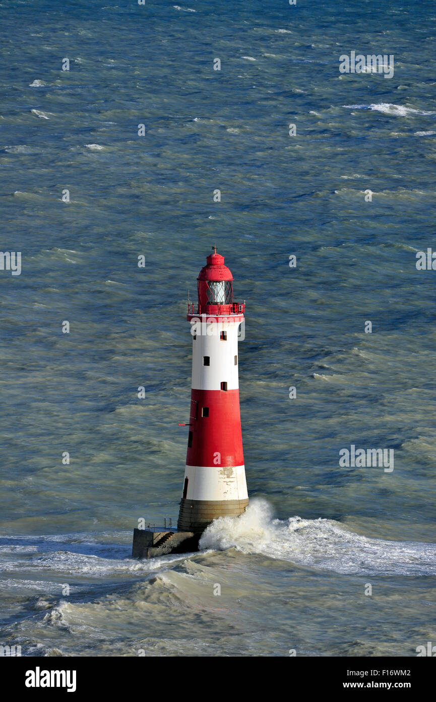 Lighthouse in the English Channel at Beachy Head, Sussex in Southern England, UK Stock Photo