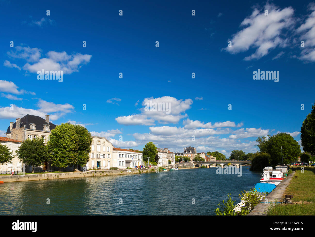 Charente river at Jarnac, Poitou Charentes, south west France Stock Photo