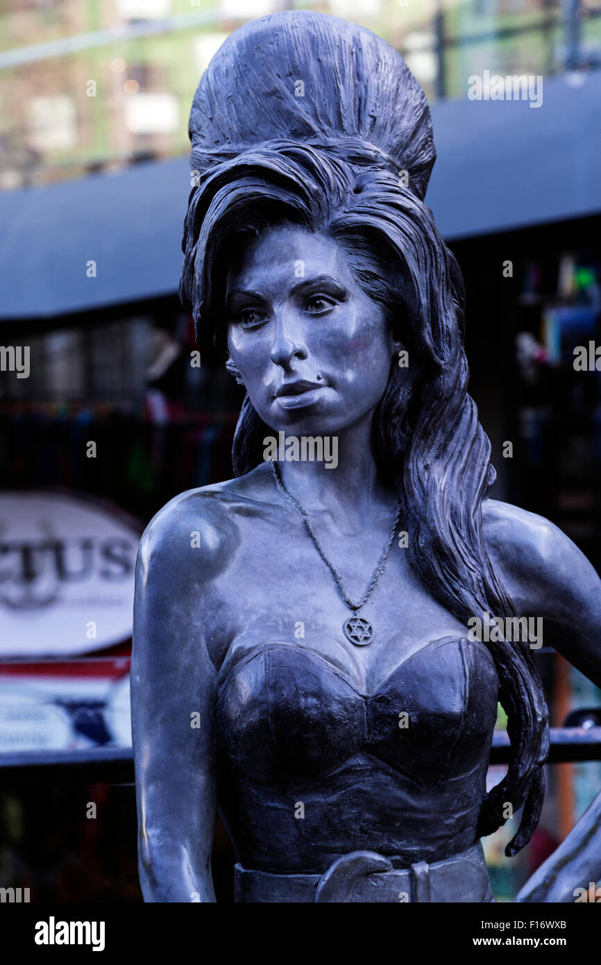 Statue of Female singer; Amy Winehouse; Camden Market London; England; UK Stock Photo