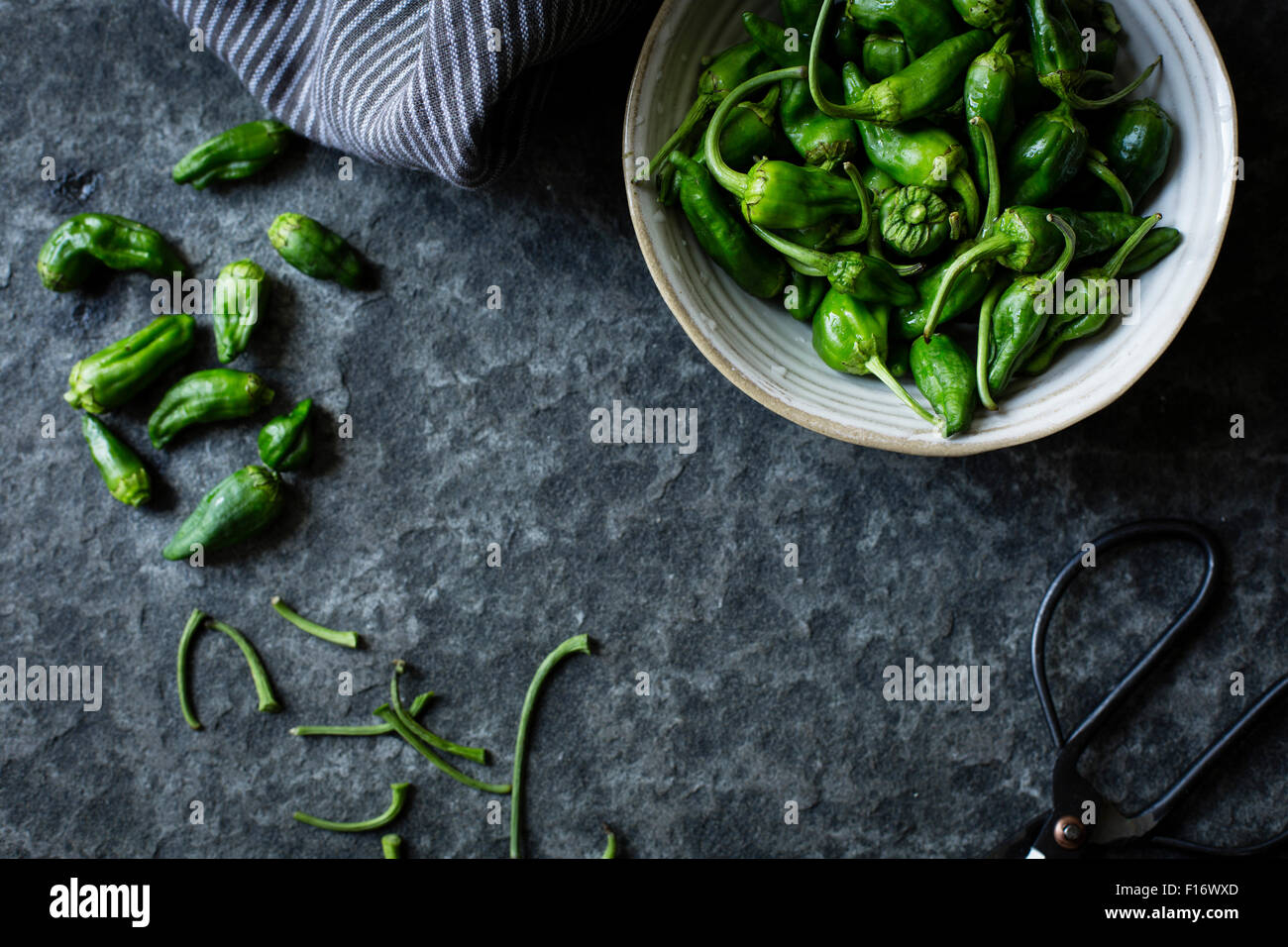 Padron peppers. Stock Photo