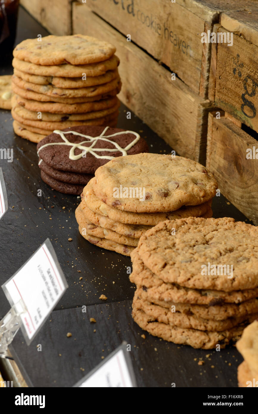 Food Market stall selling large cookies Stock Photo Alamy