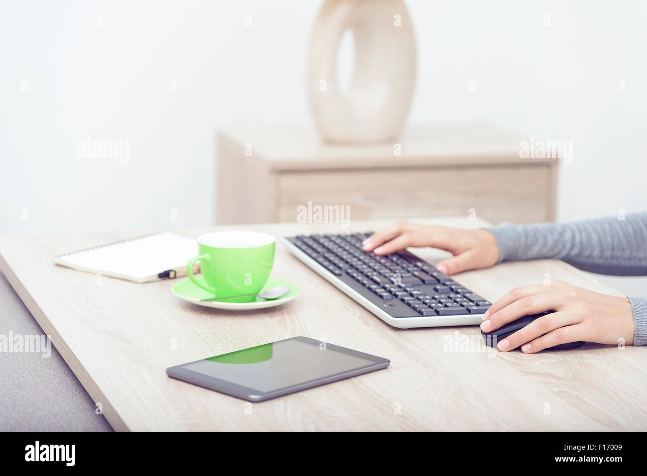 Woman's hands on a keyboard. Stock Photo