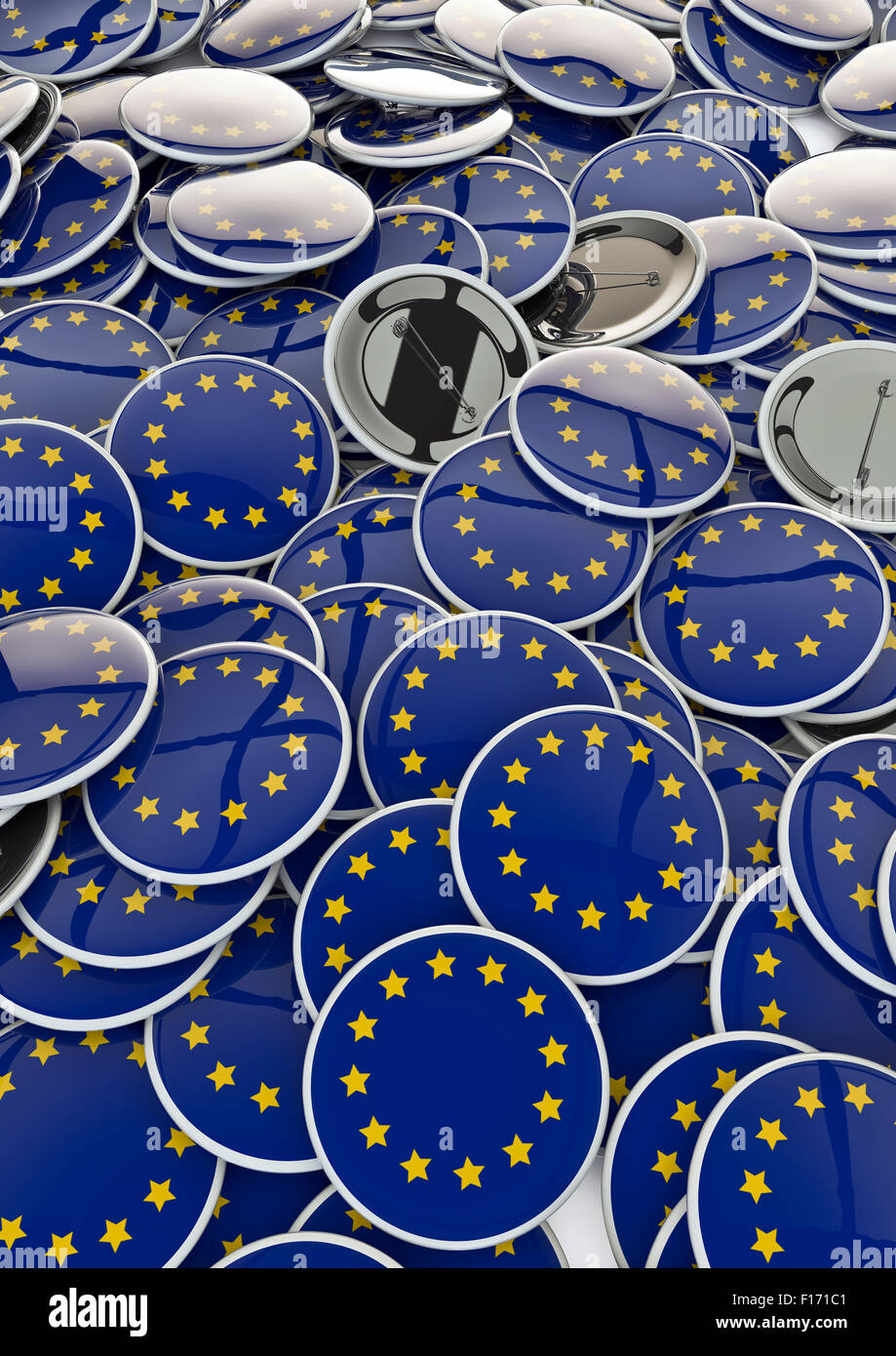 EU badges / 3D render of badges with European Union flag Stock Photo