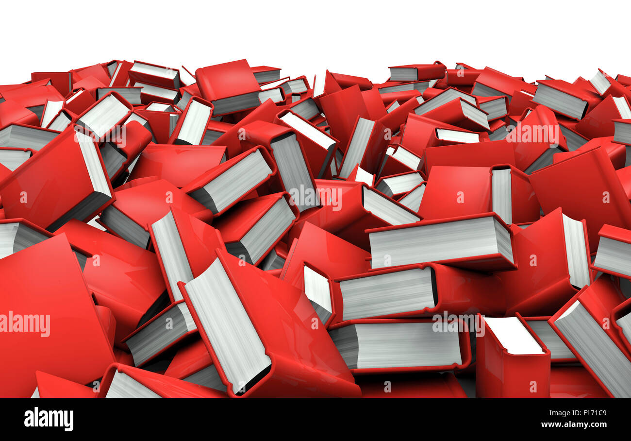 Books pile / 3D render of very large pile of books Stock Photo