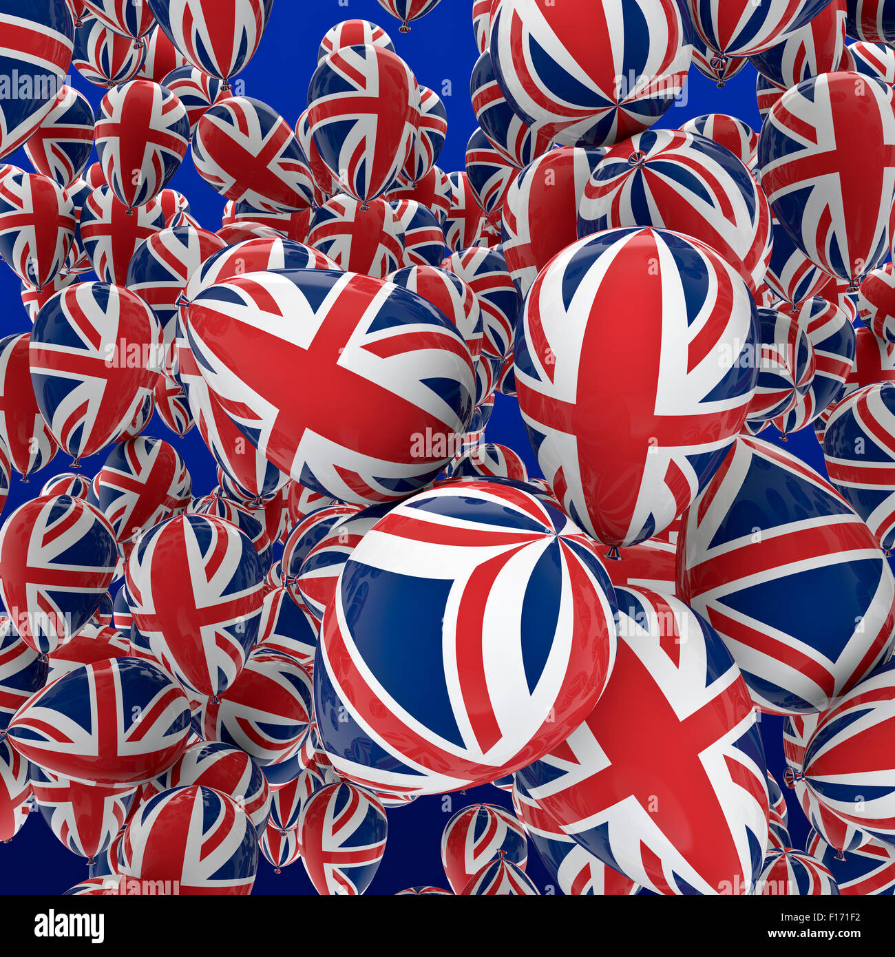 UK balloons / 3D render of balloons with UK flag decoratio Stock Photo