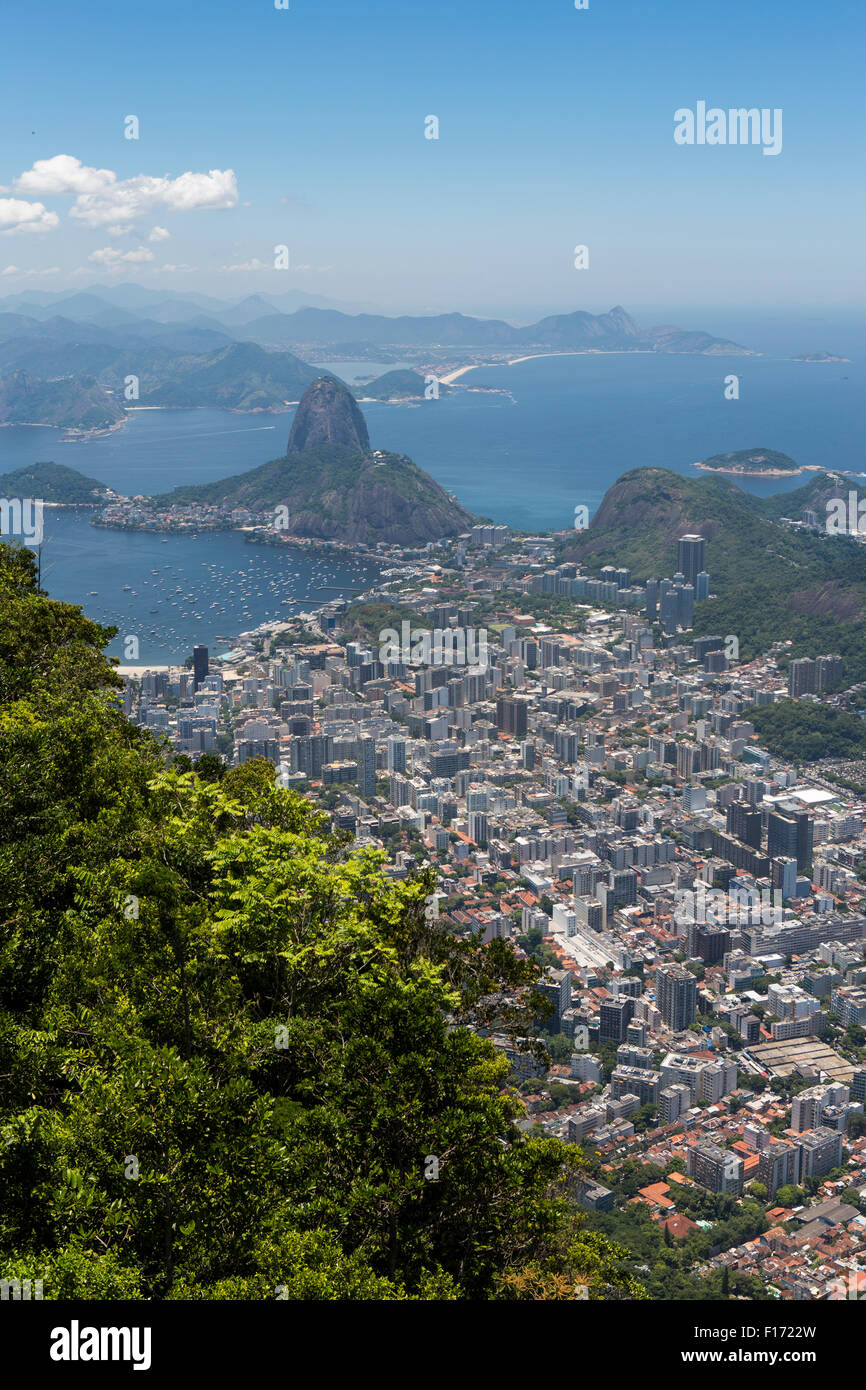 he view of Guanabara Bay in the city of Rio de Janeiro with emphasis on Sugartoaf and the city Stock Photo