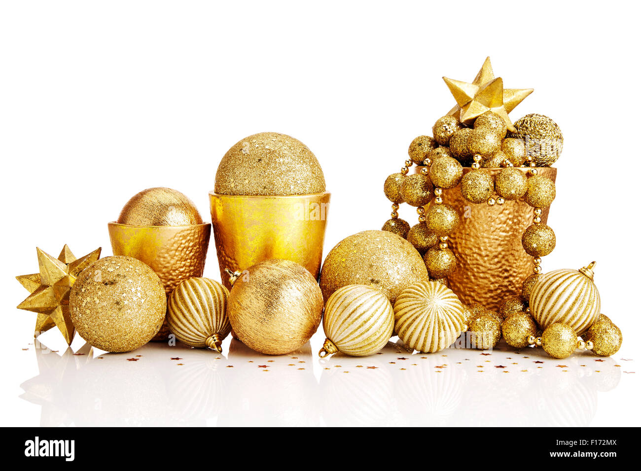 composition of gold christmas decorations on white background stock image - Gold Christmas Decorations composition of gold christmas decorations on white background stock image - Gold Christmas Decorations