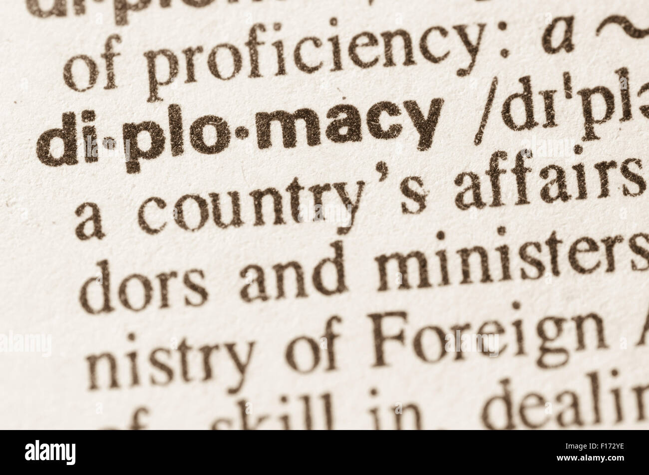 Definition of word diplomacy  in dictionary Stock Photo