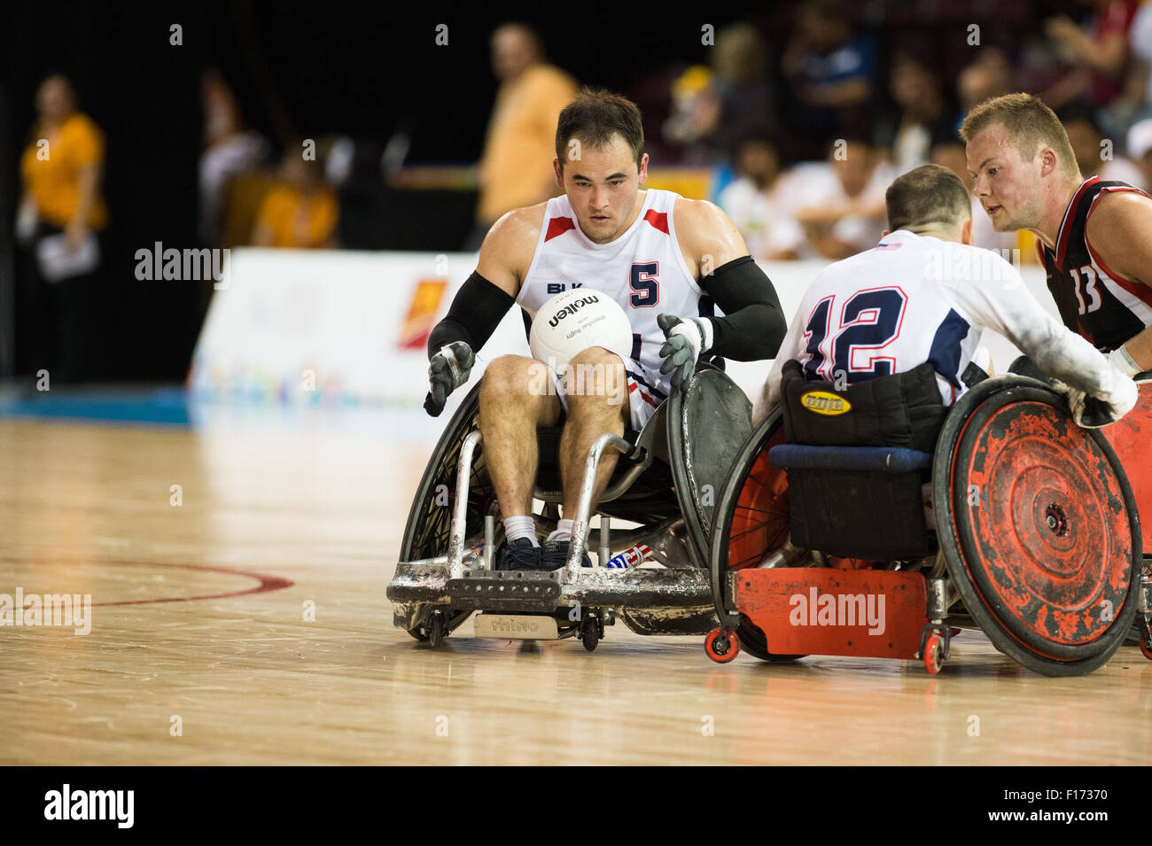 14 August 2015: TO2015 Parapanam Games, Wheelchair Rugby Gold medal match Canada v USA, Mississauga Sports Centre. JJeff Butler  Stock Photo