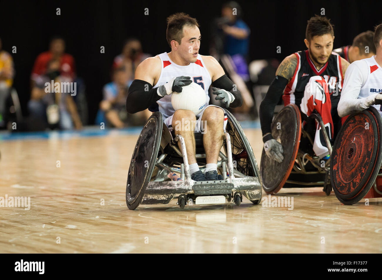 14 August 2015: TO2015 Parapanam Games, Wheelchair Rugby Gold medal match Canada v USA, Mississauga Sports Centre. Jeff Butler ( Stock Photo