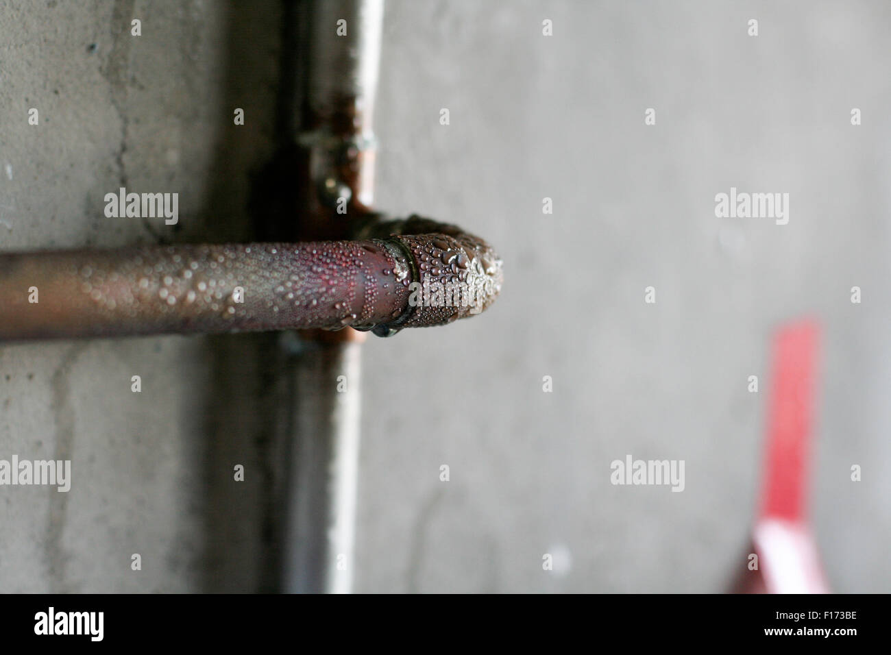 Condensation of a copper pipe depth of field Stock Photo Alamy