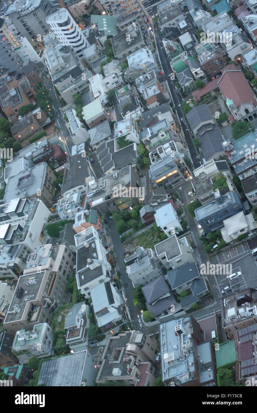 Tokyo neighborhood viewed from above early morning or late afternoon Stock Photo