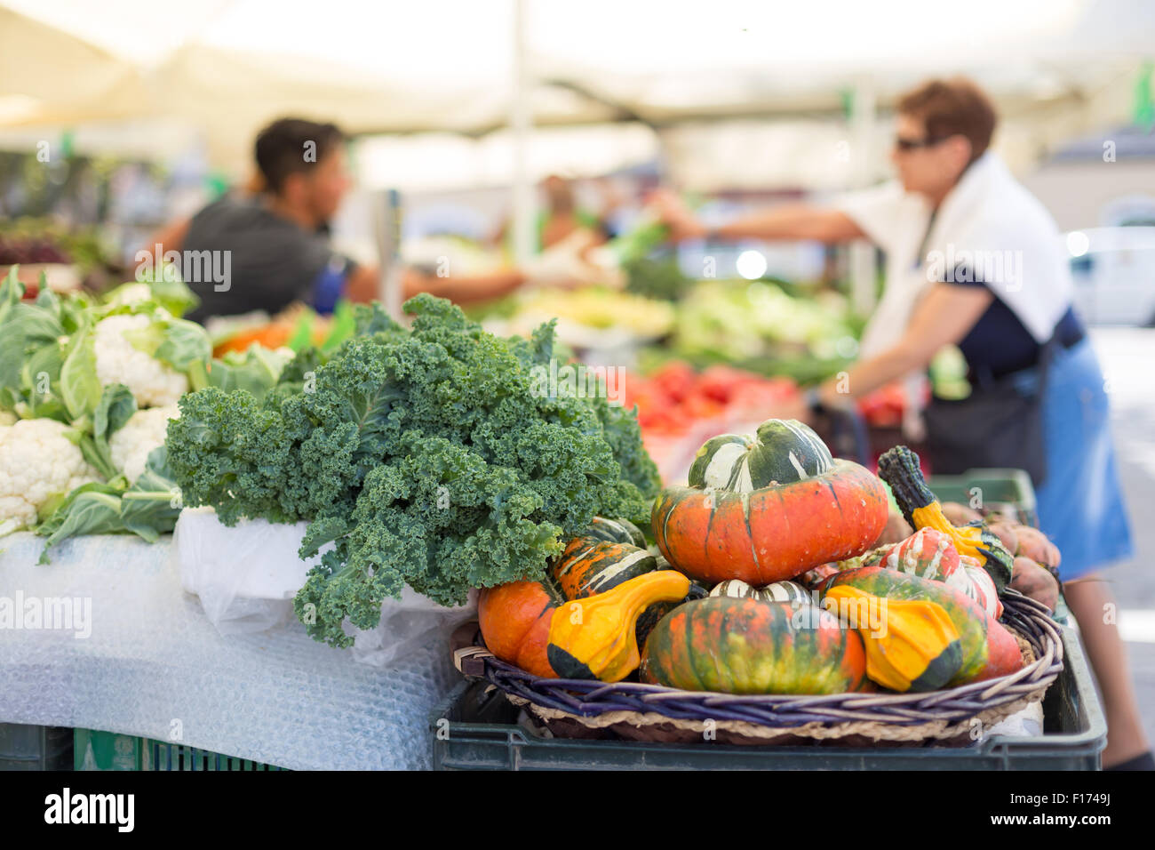 Farmers' food market stall with variety of organic vegetable Stock ...
