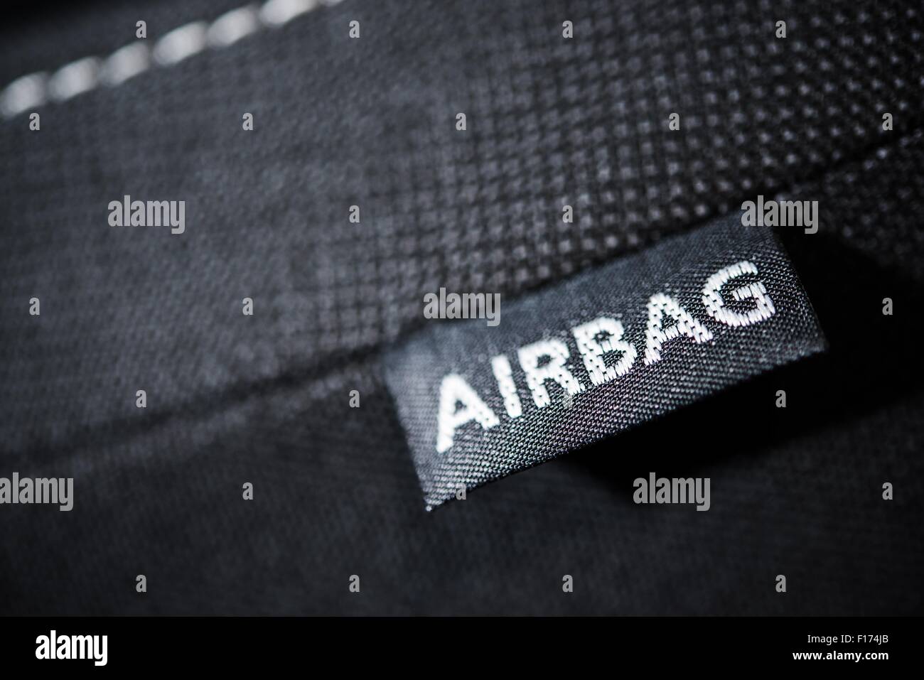 Side Car Airbag Tag. Modern Car Safety Feature. Transportation Technologies. Stock Photo