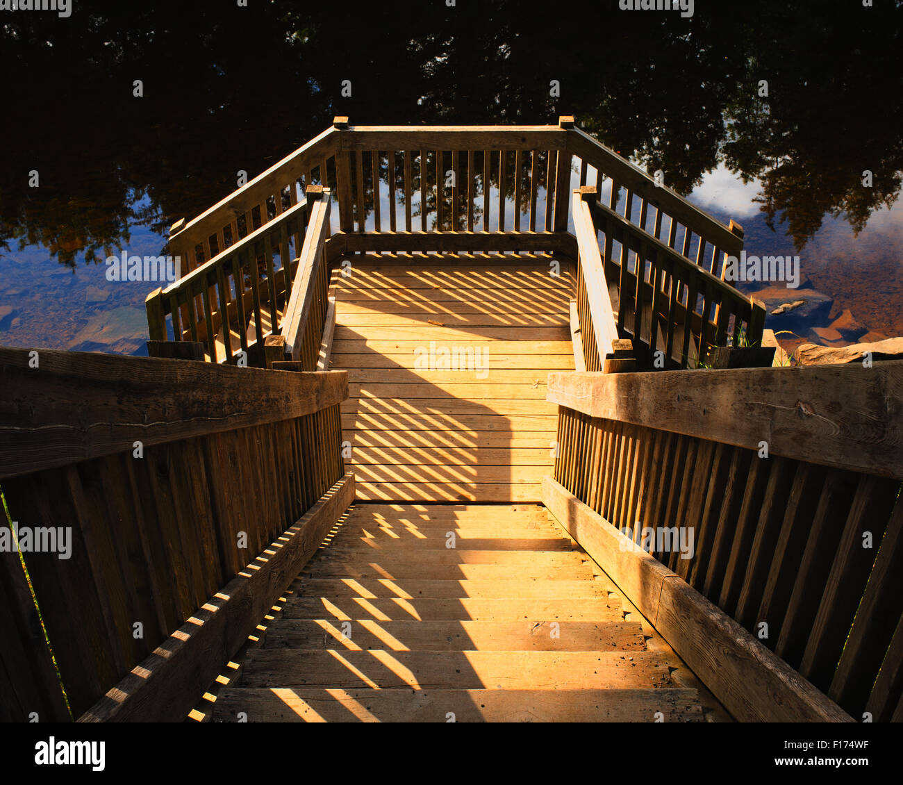 Outdoor staircase in morning sunlight. Stock Photo