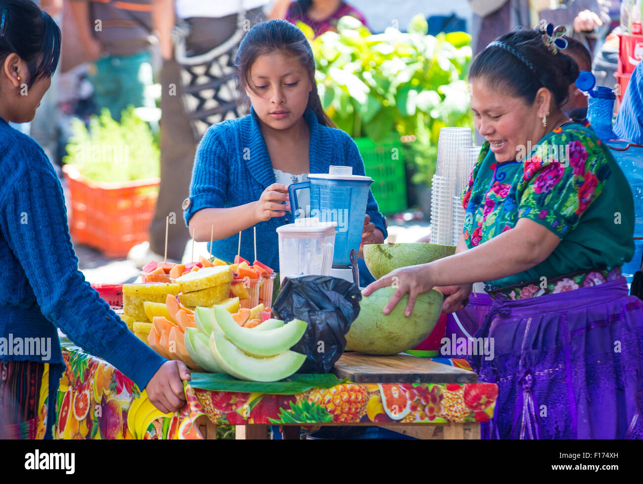 Guatemalan women in the Chichicastenango Market in Guatemala Stock Photo