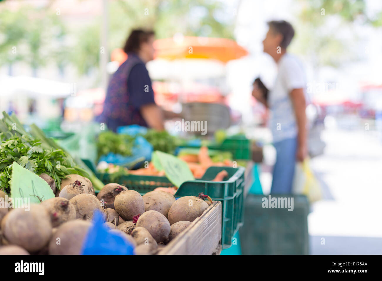 Farmers' food market stall with variety of organic vegetable Stock ...