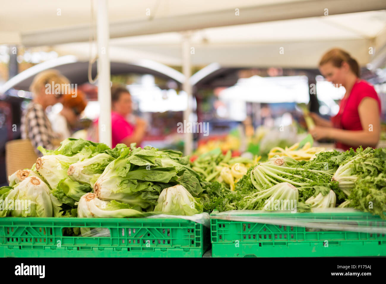Farmers' food market stall with variety of organic vegetable Stock ...