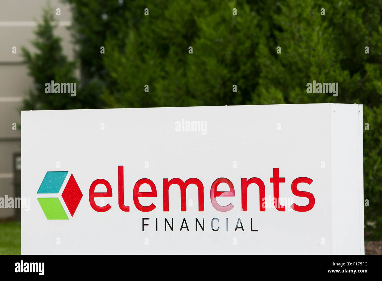 A logo sign outside of a facility occupied by the Elements Financial in Greenfield, Indiana on August 15, 2015. Stock Photo