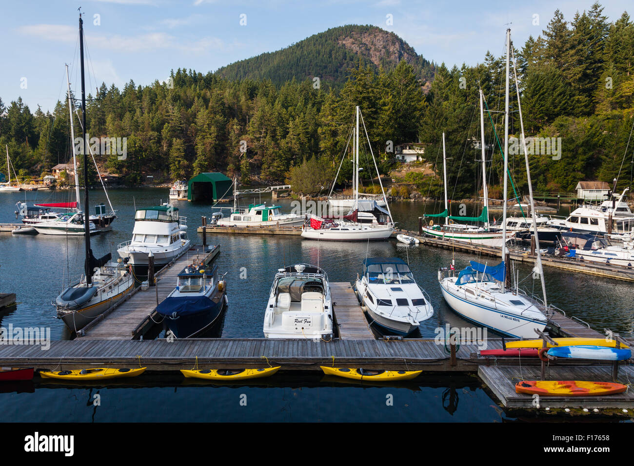 Marina and boats in Madeira Park on the Sunshine Coast, British