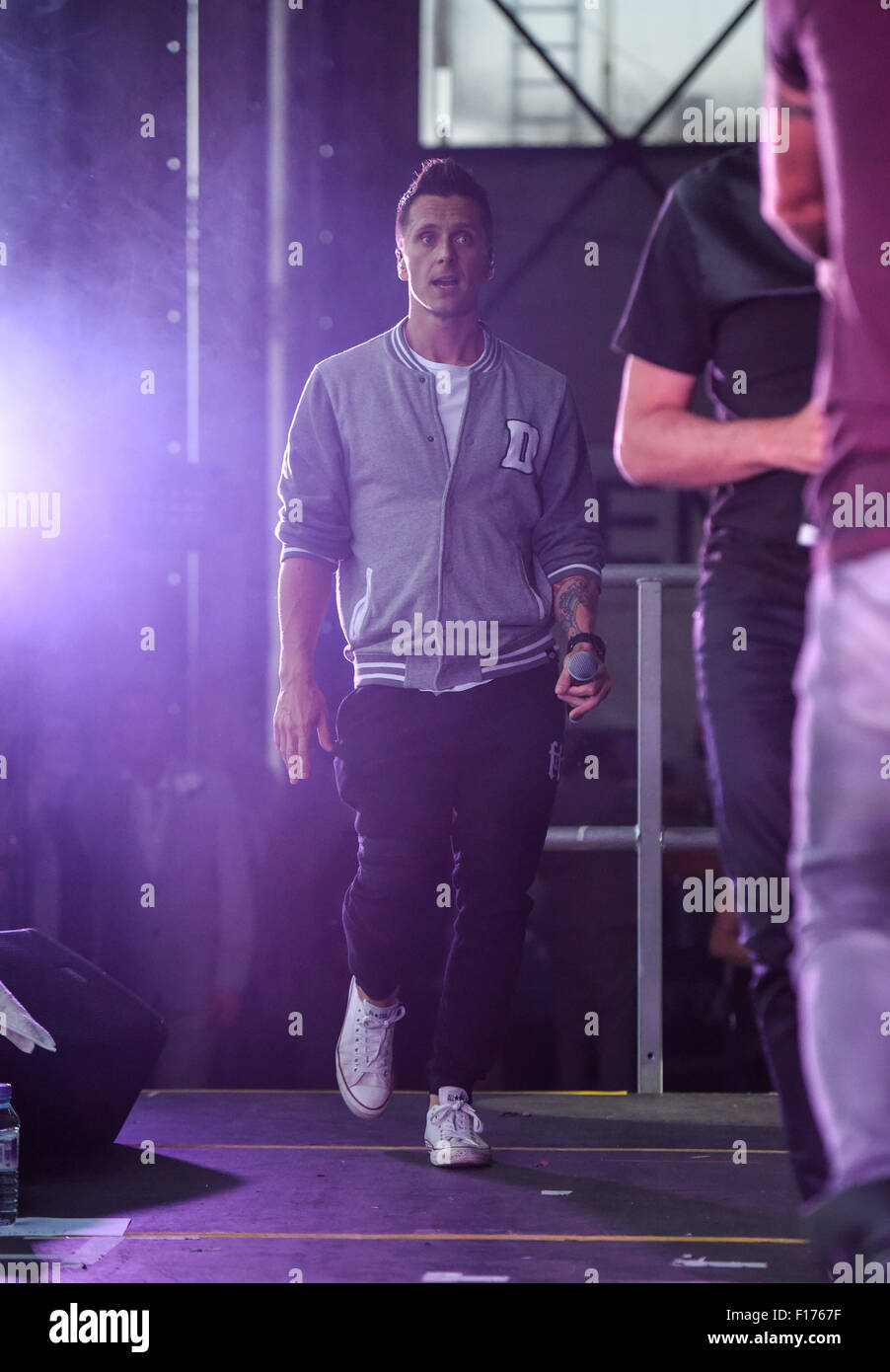 S Club 7 stars Jo O'Meara, Tina Barrett and Bradley McIntosh, perform