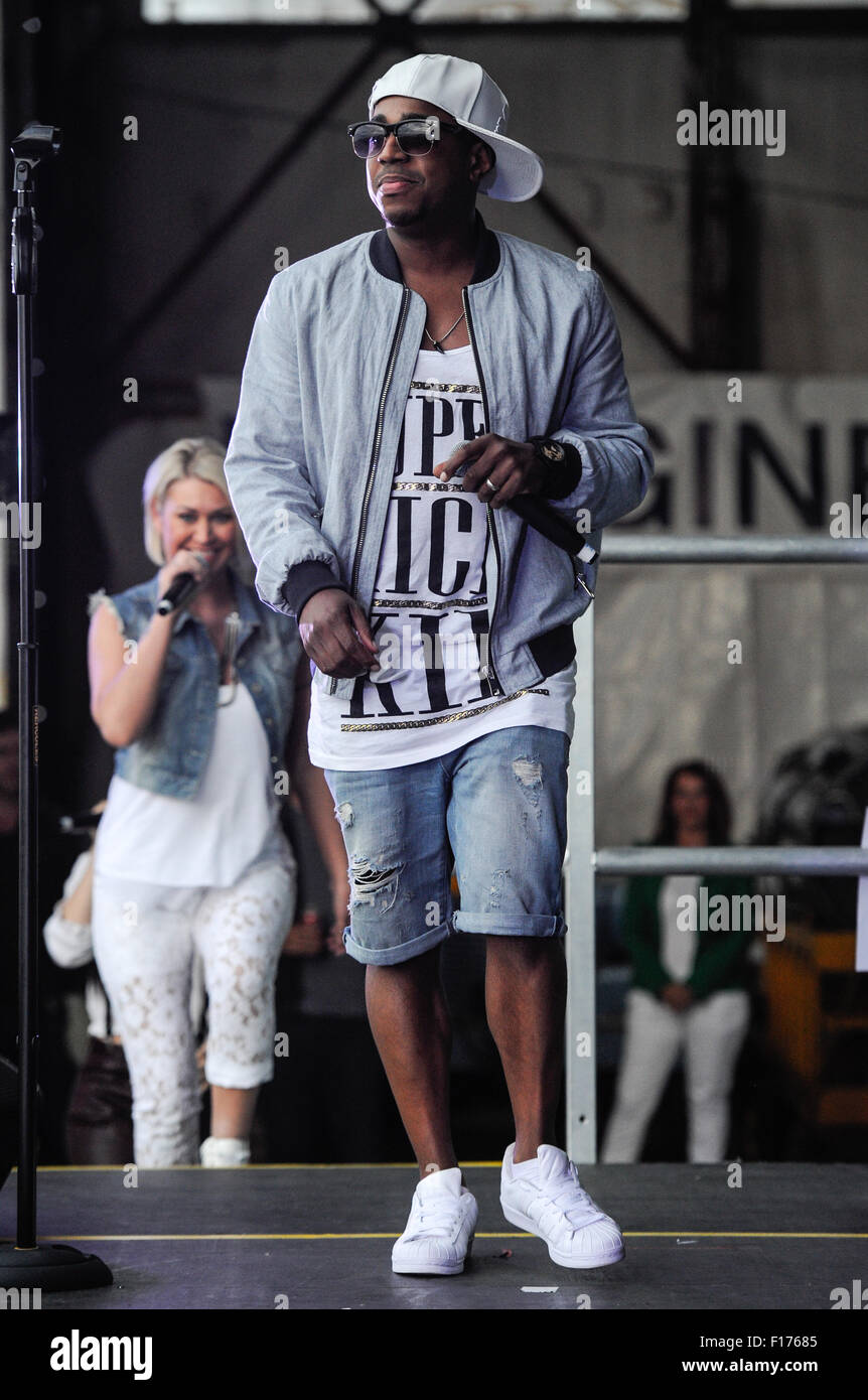 S Club 7 stars Jo O'Meara, Tina Barrett and Bradley McIntosh, perform