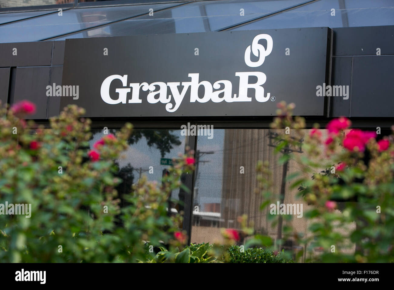 A logo sign outside of the headquarters of Graybar Electric Company