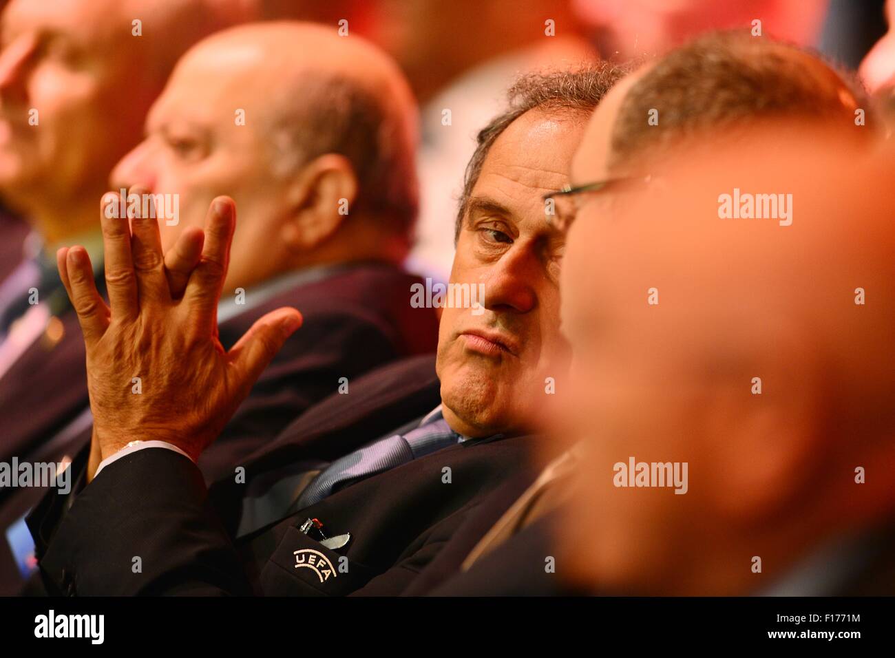 Monaco, Monaco. 28th Aug, 2015. UEFA president MICHEL PLATINI during the UEFA Europe League Draws 2015 - 16 at Grimaldi Forum. Credit:  Marcio Machado/ZUMA Wire/Alamy Live News Stock Photo