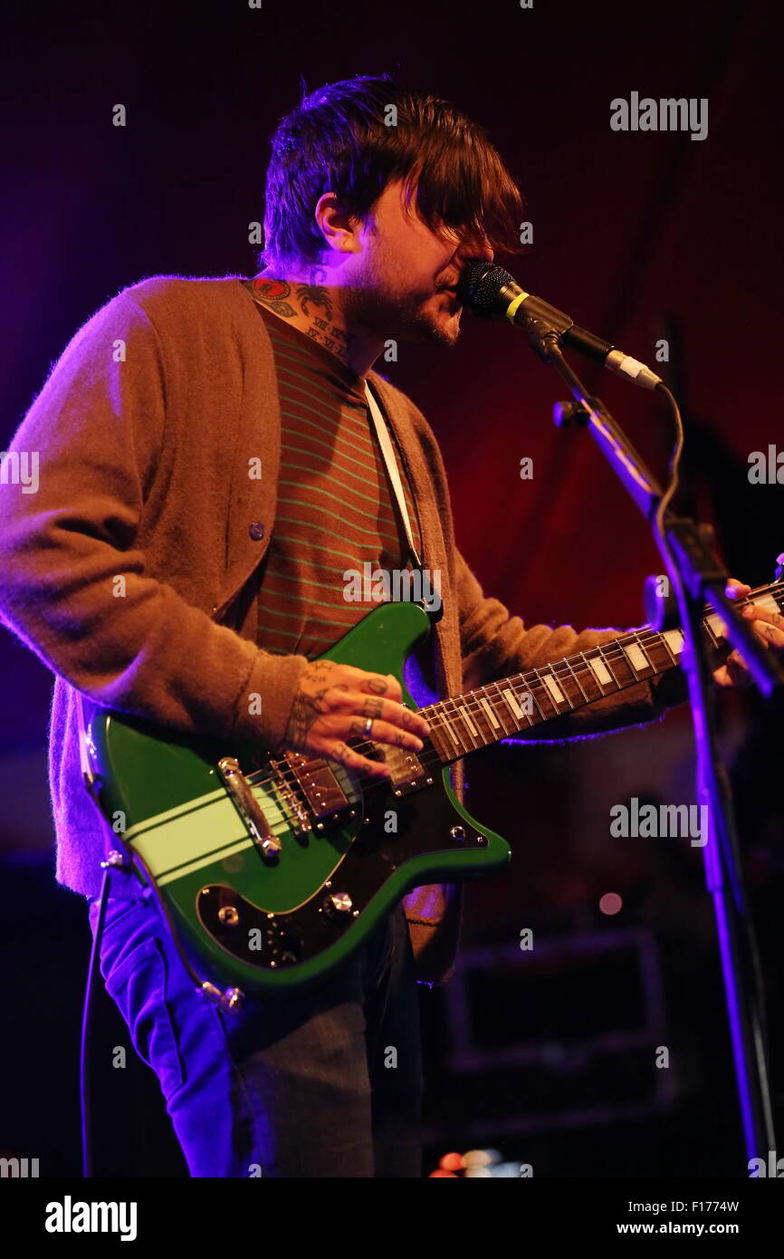 Leeds, Yorkshire, UK. 28th August, 2015. Former My Chemical Romance guitarist Frank Iero performs with Frnkiero Andthe Cellabration live on the Lock Up Stage at Leeds Festival, 2015 Credit:  Simon Newbury/Alamy Live News Stock Photo