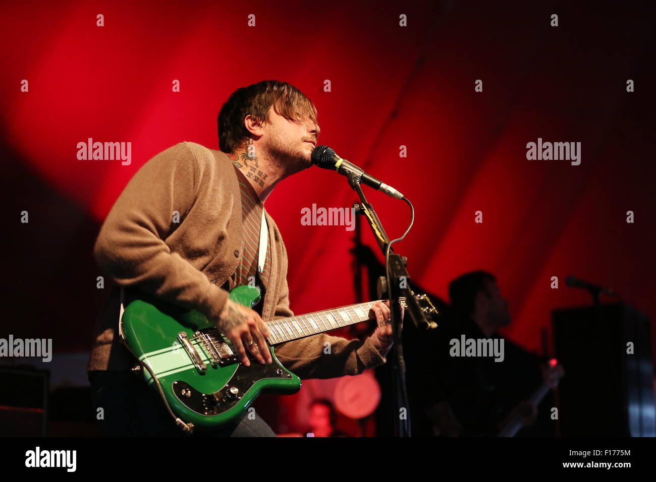 Leeds, Yorkshire, UK. 28th August, 2015. Former My Chemical Romance guitarist Frank Iero performs with Frnkiero Andthe Cellabration live on the Lock Up Stage at Leeds Festival, 2015 Credit:  Simon Newbury/Alamy Live News Stock Photo