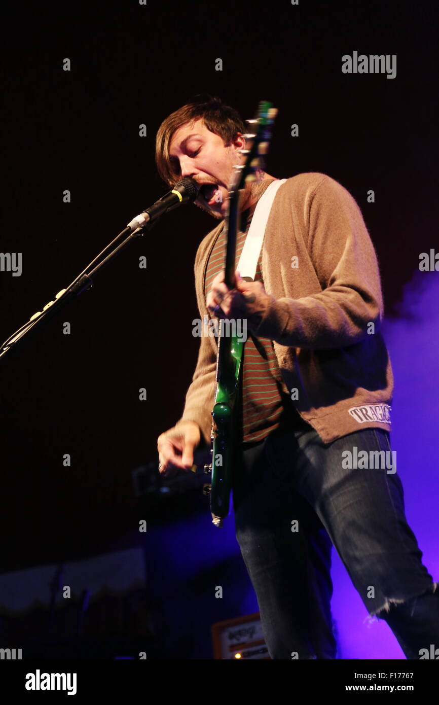 Leeds, Yorkshire, UK. 28th August, 2015. Former My Chemical Romance guitarist Frank Iero performs with Frnkiero Andthe Cellabration live on the Lock Up Stage at Leeds Festival, 2015 Credit:  Simon Newbury/Alamy Live News Stock Photo