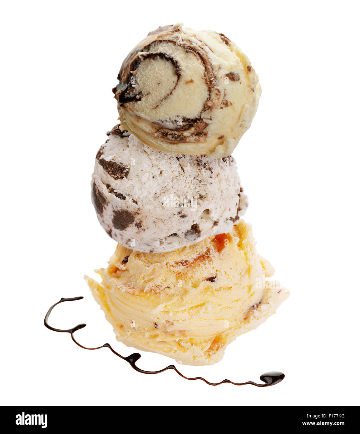 Scoops of Ice Cream Isolated on White Background Stock Photo