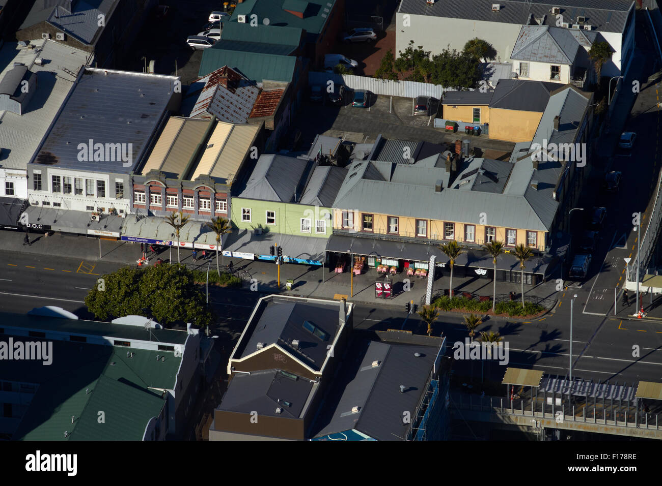 Karangahape Road, Auckland, North Island, New Zealand - aerial Stock Photo