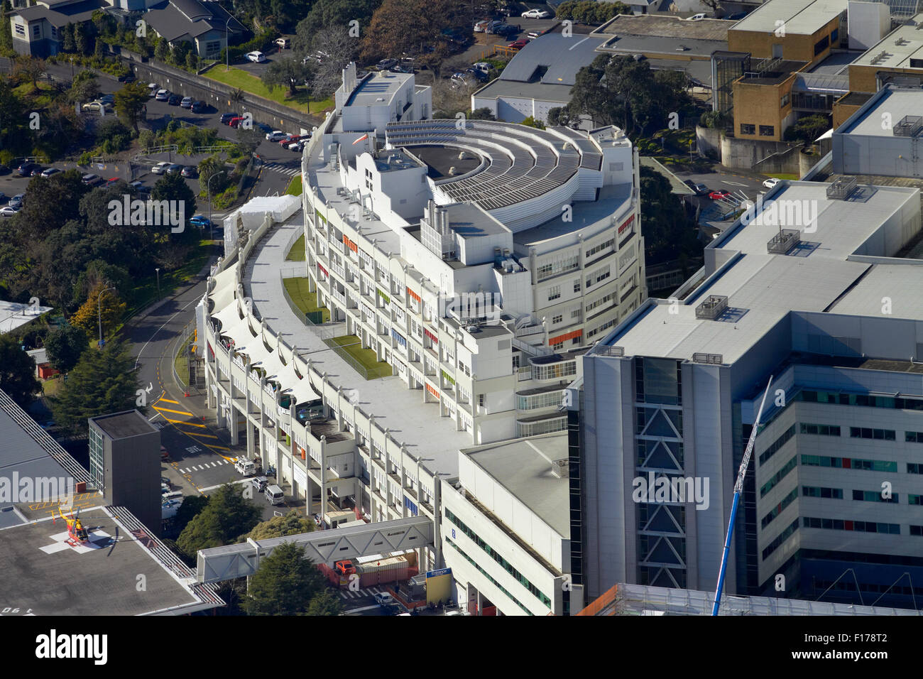 Starship Children's Hospital, Auckland, North Island, New Zealand - aerial Stock Photo
