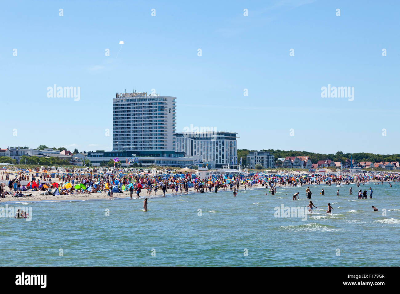 Hotel Neptun, beach, Warnemuende, Rostock, Mecklenburg-West Pomerania, Germany Stock Photo