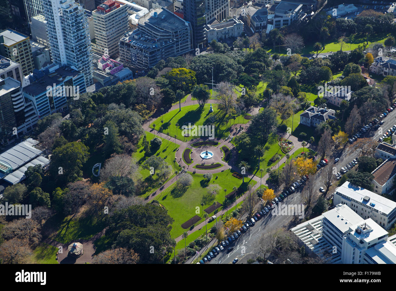 Albert Park, Auckland, North Island, New Zealand - aerial Stock Photo