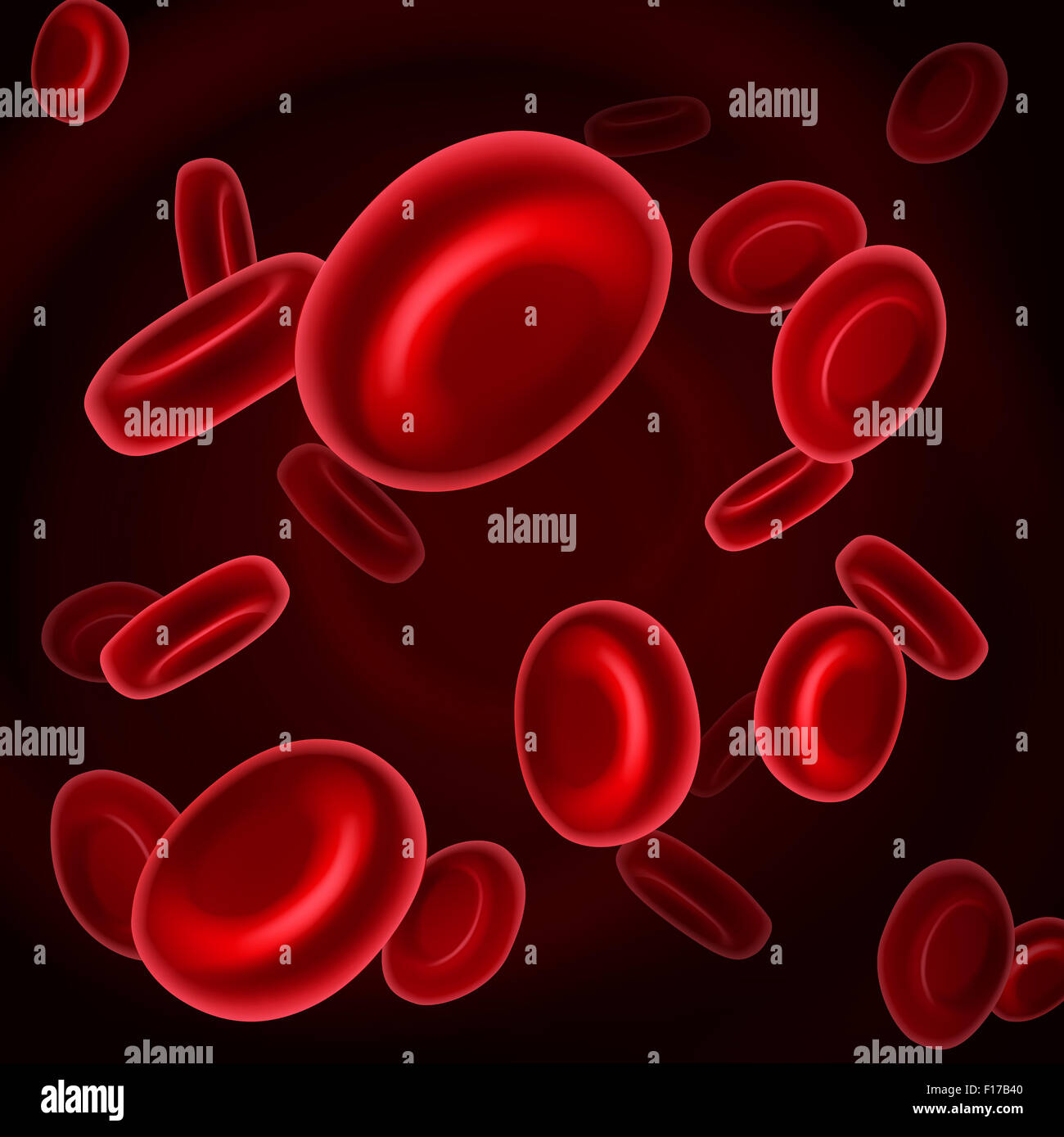 An illustration of a microscopic view of red human blood cells Stock Photo