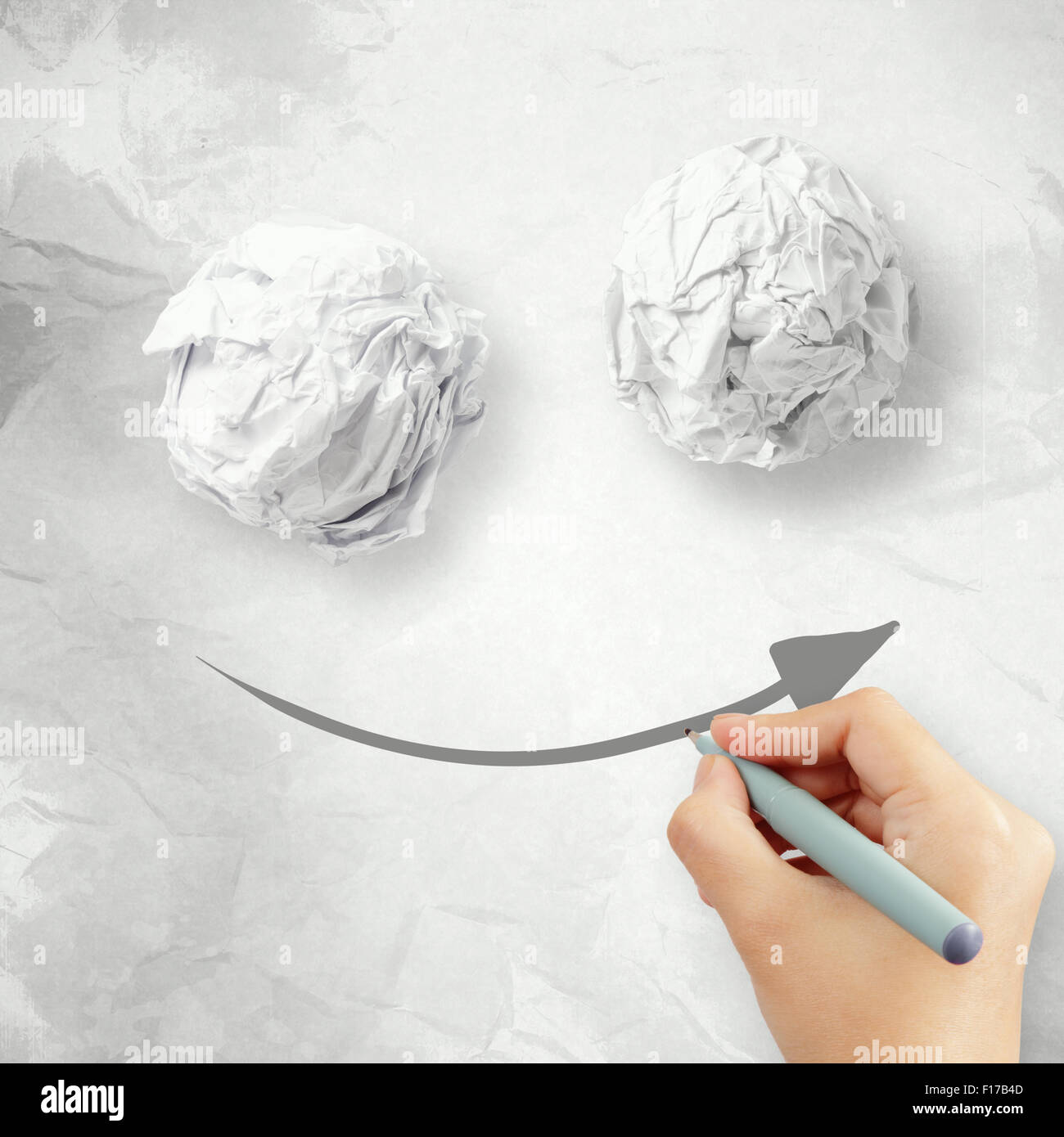 Hand Draw Smile Face Arrow And Crumpled Paper Texture As Concept Stock Photo Alamy