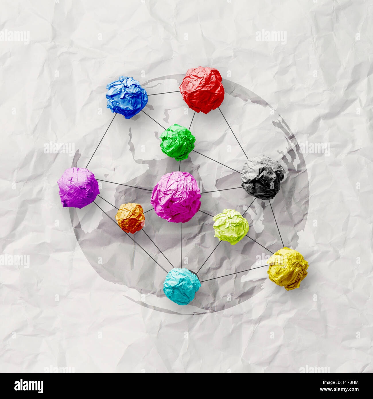 Colors Crumpled Paper As Social Network Structure On Wrinkled Paper 
