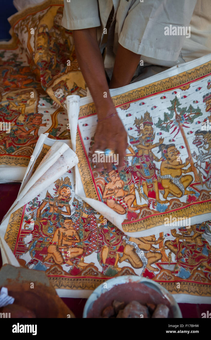 Balinese old traditional painting style of Kamasan. Stock Photo