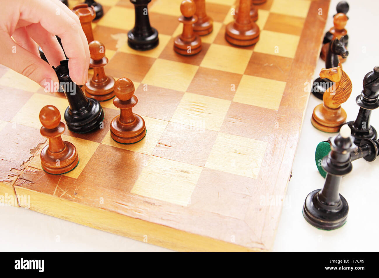Hand Man Taking Chess Piece Make Next Move Chess Game Stock Photo by  ©guruxox 640426472