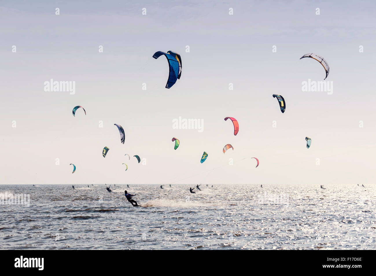 Impression of the Kitesurf World Cup in St. Peter-Ording, Germany, August 21-30 2015 Stock Photo