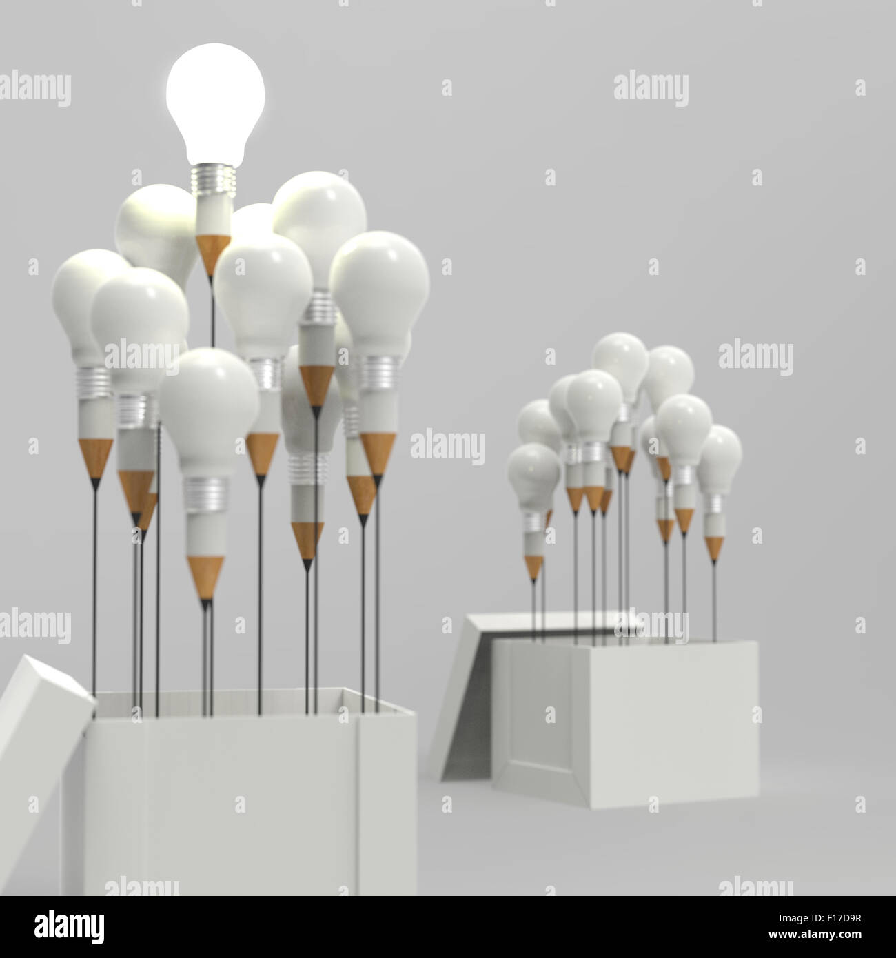 drawing idea pencil and light bulb concept outside the box as creative ...