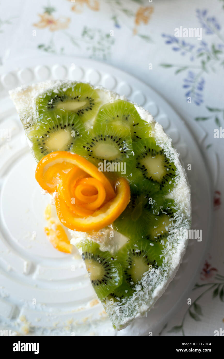 piece of cake with yogurt and fruit Stock Photo Alamy