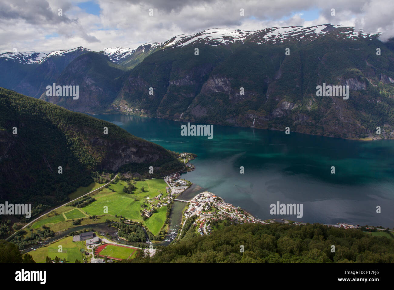View Along Aurlandsfjord From Stegastein Viewpoint Norway Stock Photo 