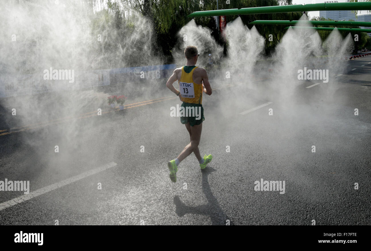 Beijing, China. 29th Aug, 2015. Jared Tallent of Australia competes in the men's 50km Walk race during the Beijing 2015 IAAF World Championships at the National Stadium, also known as Bird's Nest, in Beijing, China, 29 August 2015. Photo: Michael Kappeler/dpa/Alamy Live News Stock Photo