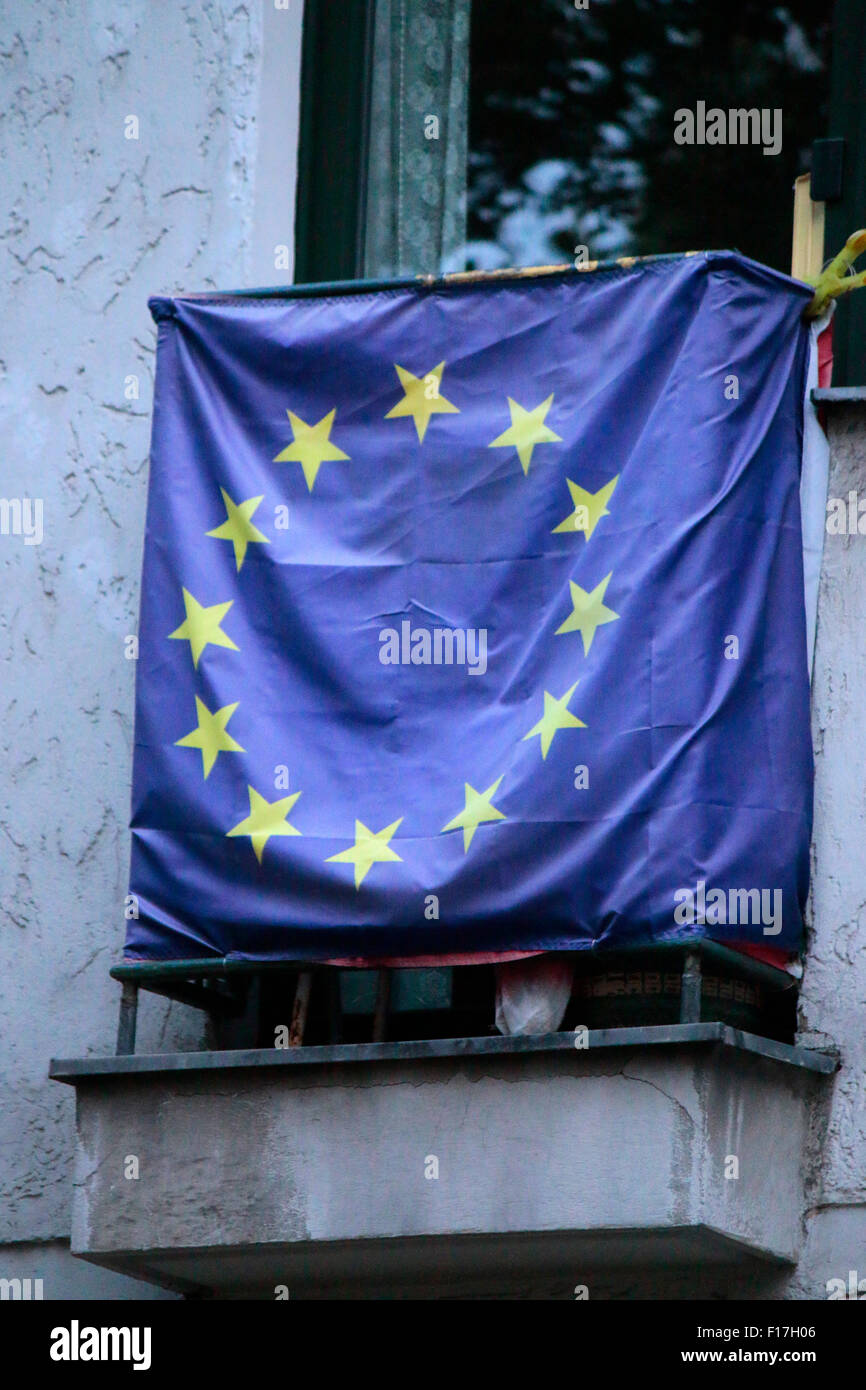 eine Fahne der Europaeischen Union, Berlin. Stock Photo