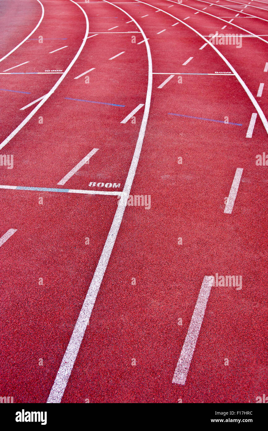 perspective of running track lane Stock Photo Alamy
