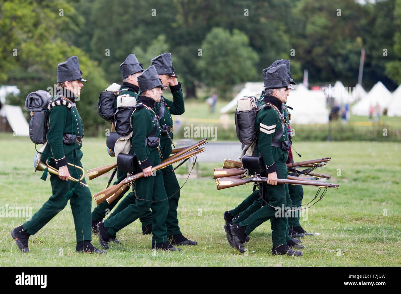 95th Rifles at the Battle of Waterloo reenactment Stock Photo