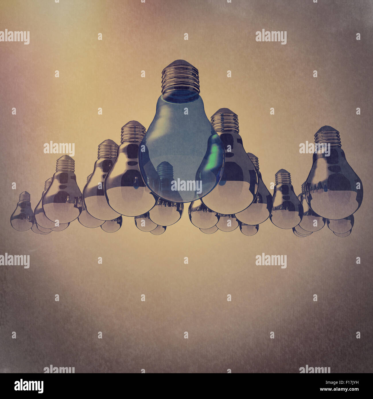 light bulb 3d as leadership vintage style concept Stock Photo